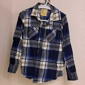 Kids Plaid Button-Down Shirt - Navy and Gray